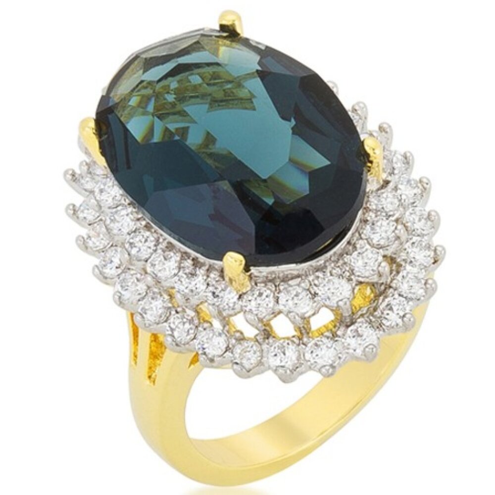 Gorgeous Women's 18K Yellow Gold-Plated Cubic Zirconia Size 7 Designer Ring